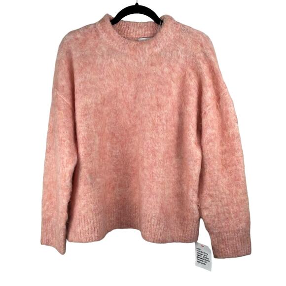 Topshop Pink Knitted Fuzzy Crewneck Pullover Sweater Oversized Small 4/6 NWT - Picture 1 of 13